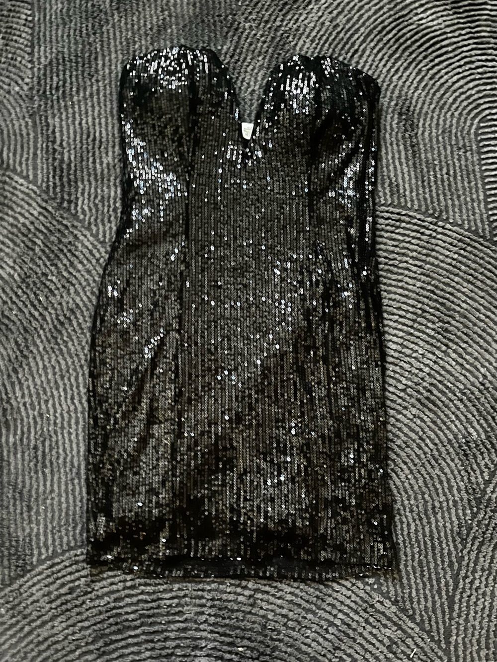 Strapless Black Sequin Bodycon Dress